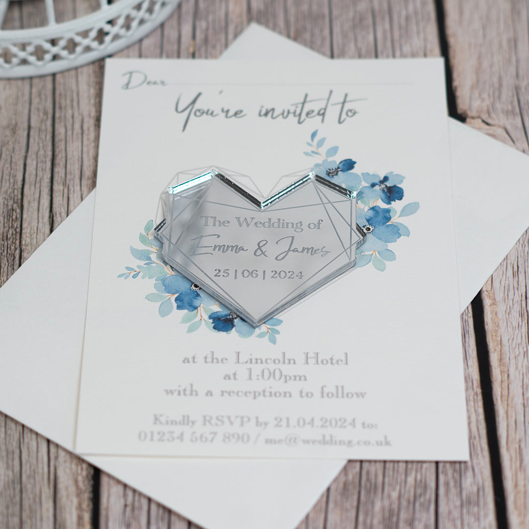 Geometric Floral Heart Wedding Invitation Magnet-Weddings by Lumi