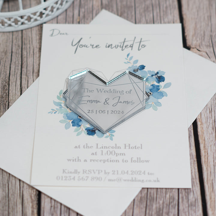 Geometric Floral Heart Wedding Invitation Magnet-Weddings by Lumi