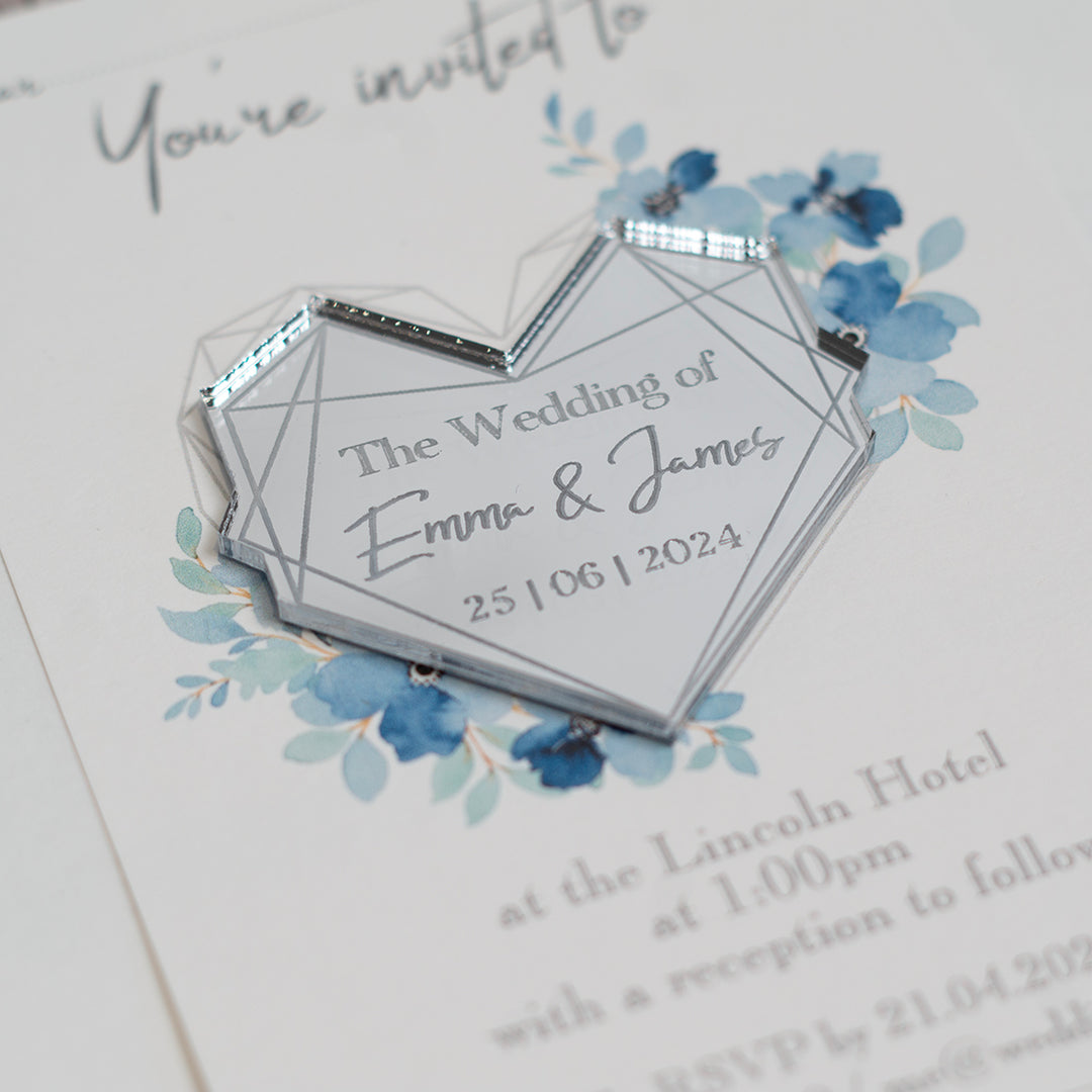 Geometric Floral Heart Wedding Invitation Magnet-Weddings by Lumi
