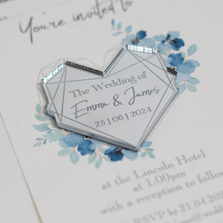 Geometric Floral Heart Wedding Invitation Magnet-Weddings by Lumi