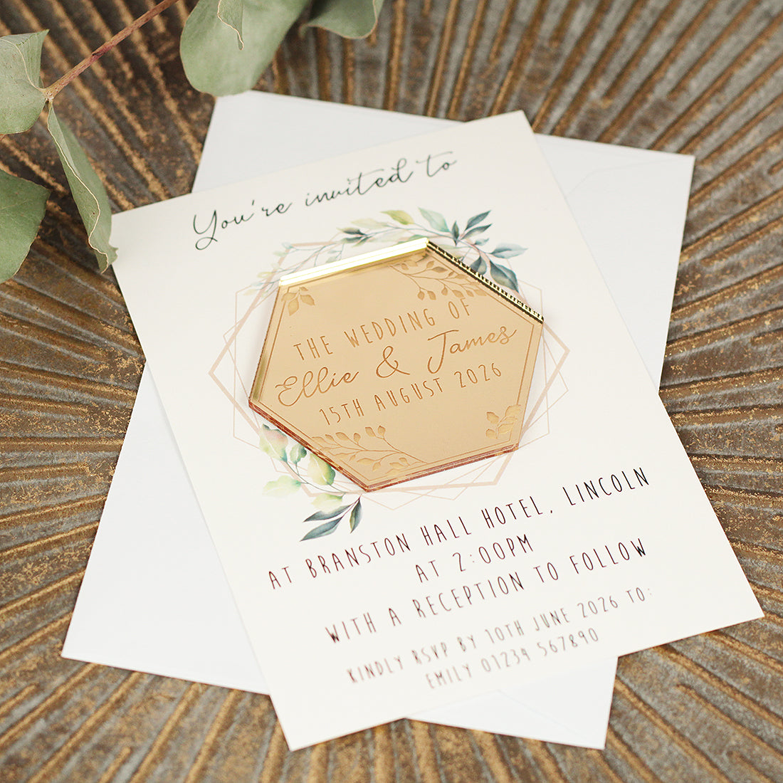 Botanical Hexagon Wedding Invitation Magnet