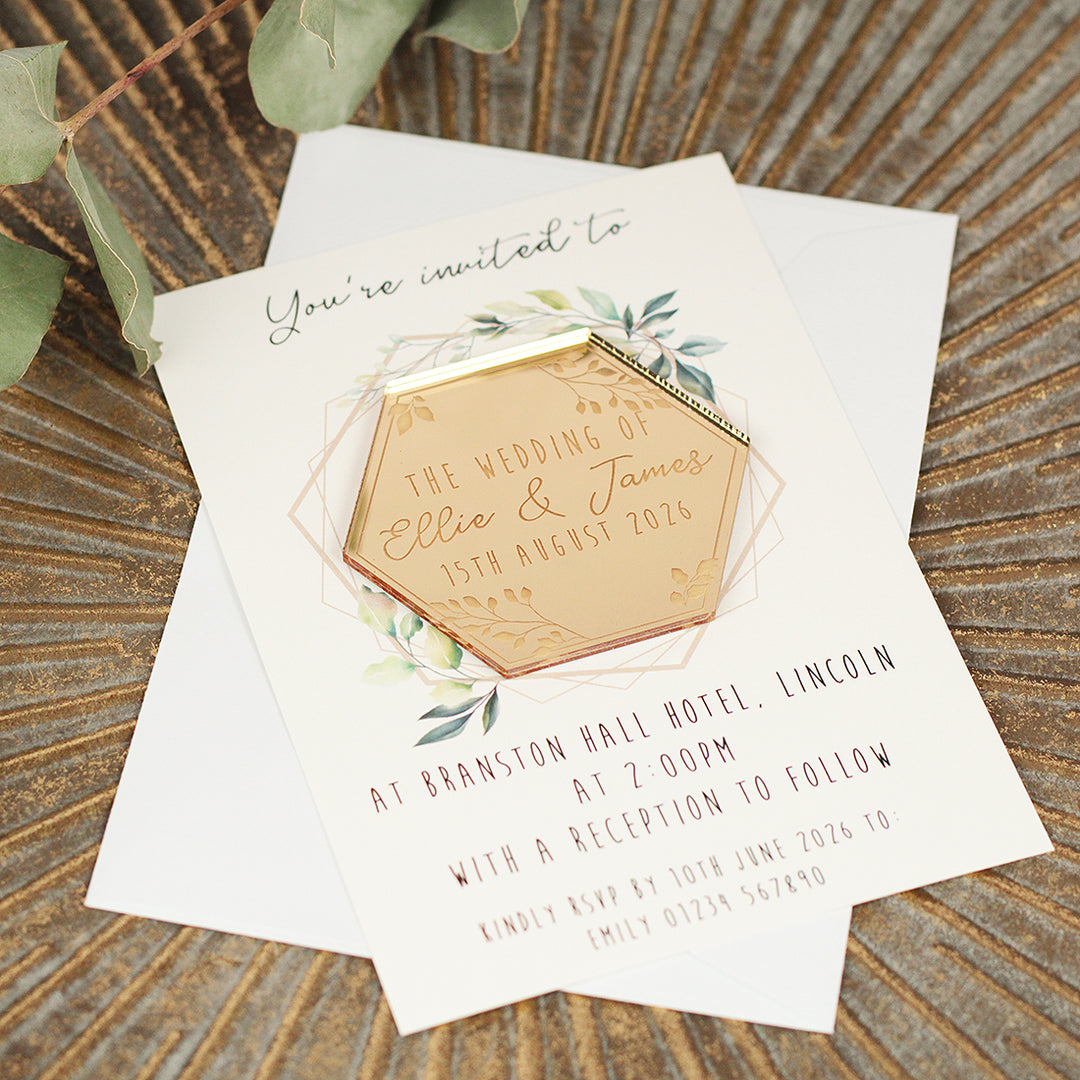 Botanical Hexagon Wedding Invitation Magnet-Weddings by Lumi