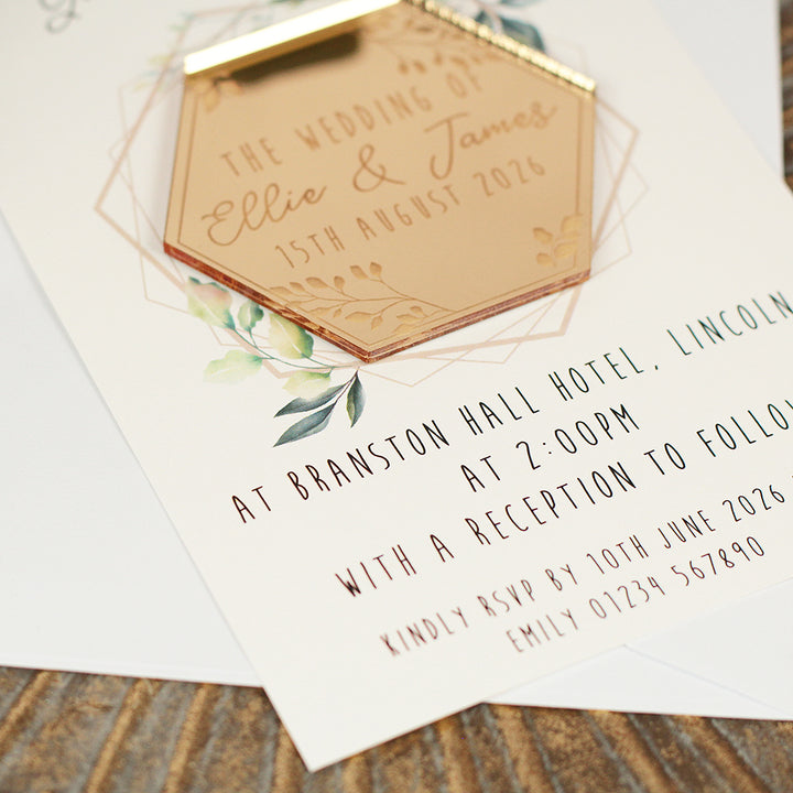 Botanical Hexagon Wedding Invitation Magnet-Weddings by Lumi