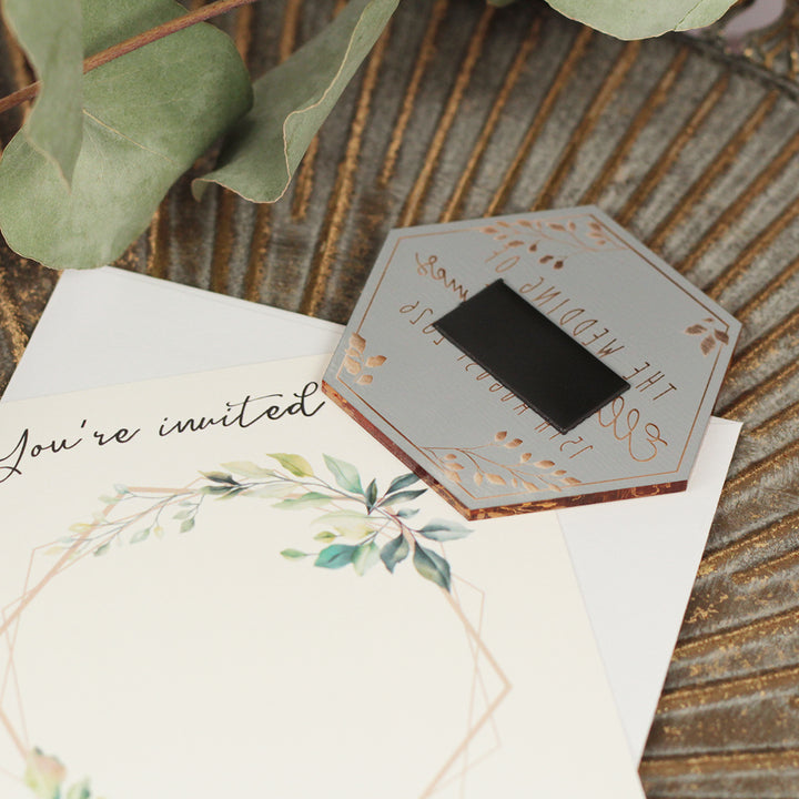 Botanical Hexagon Wedding Invitation Magnet-Weddings by Lumi