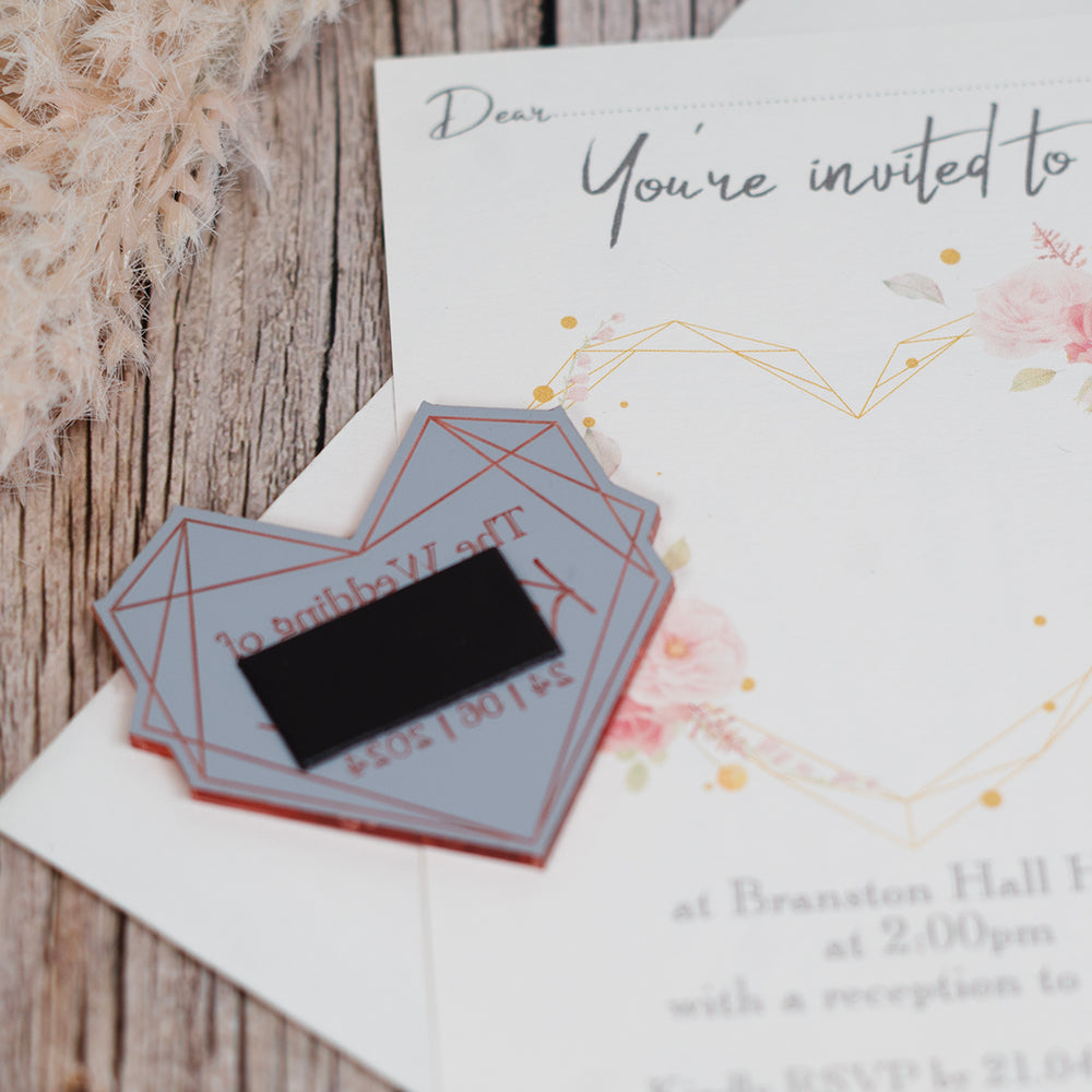Geometric Floral Heart Wedding Invitation Magnet-Weddings by Lumi