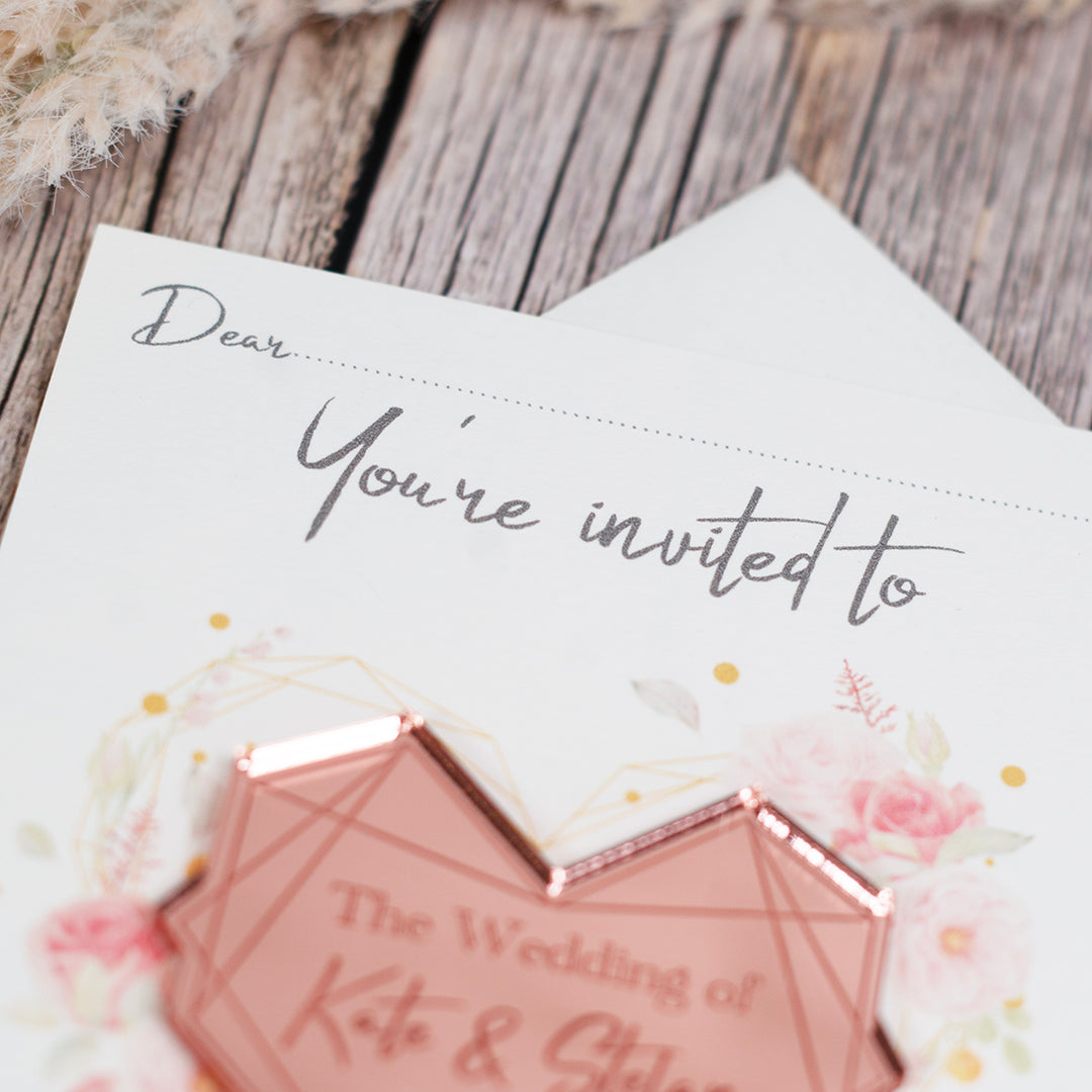 Geometric Floral Heart Wedding Invitation Magnet-Weddings by Lumi