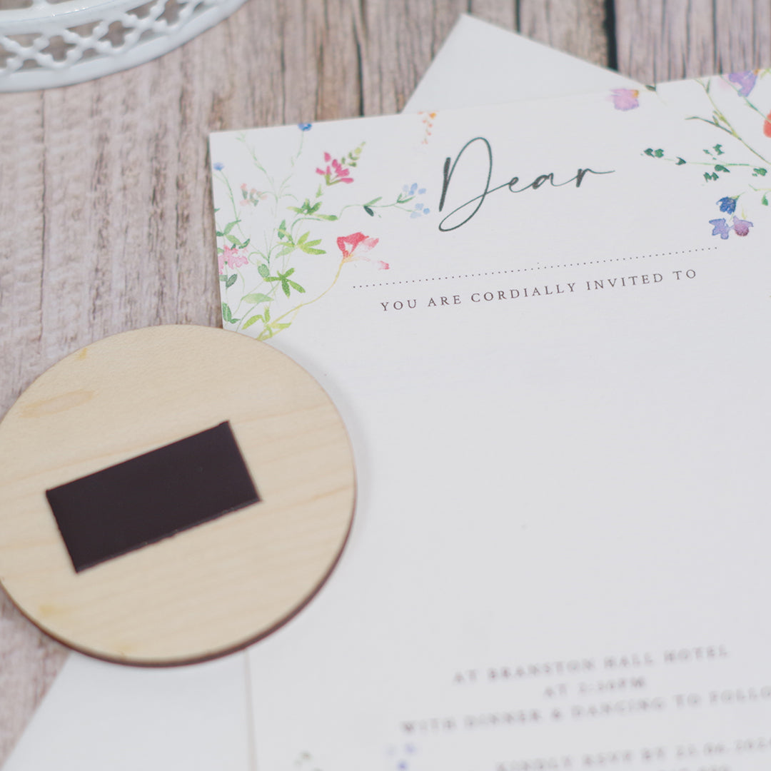 Watercolour Wildflower Wedding Invitation Magnet-Weddings by Lumi