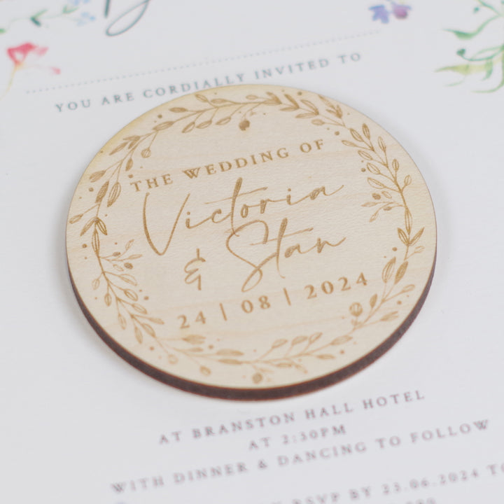 Watercolour Wildflower Wedding Invitation Magnet-Weddings by Lumi