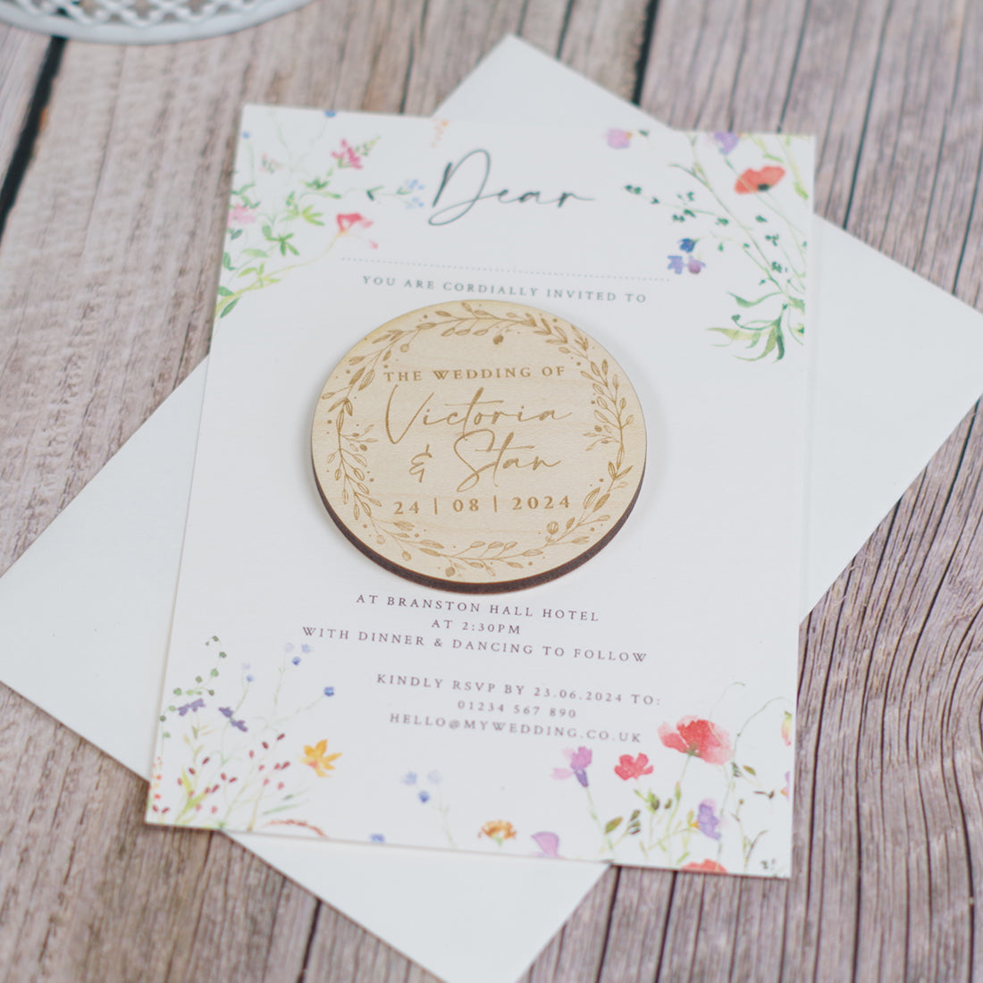 Watercolour Wildflower Wedding Invitation Magnet-Weddings by Lumi