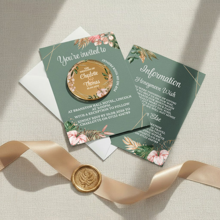Tropical Boho Wedding Invitation Acrylic Magnet