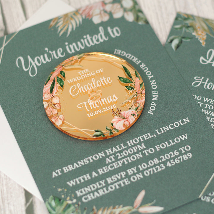 Tropical Boho Wedding Invitation Acrylic Magnet