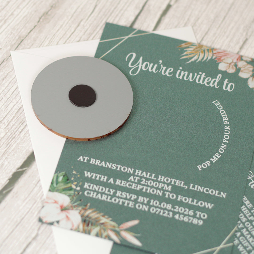 Tropical Boho Wedding Invitation Acrylic Magnet