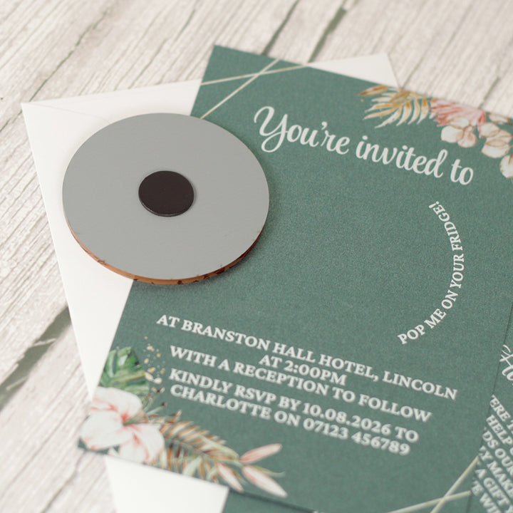 Tropical Boho Wedding Invitation Acrylic Magnet