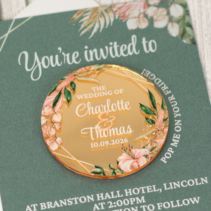 Tropical Boho Wedding Invitation Acrylic Magnet