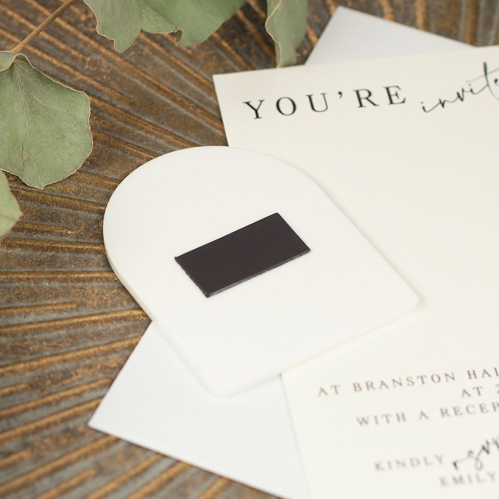 Modern Acrylic Photo Wedding Invitation Magnets & Cards-Weddings by Lumi