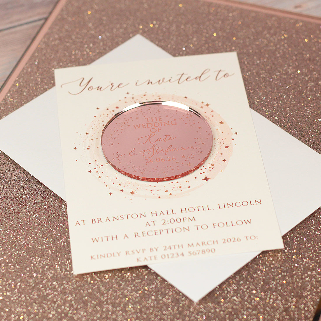 Sparkly Circle Wedding Invitation Magnet