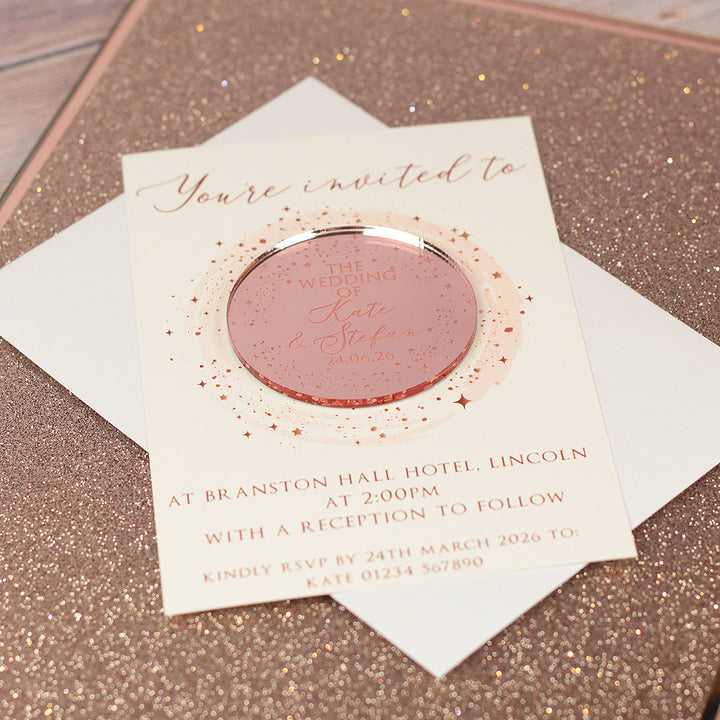 Sparkly Circle Wedding Invitation Magnet-Weddings by Lumi