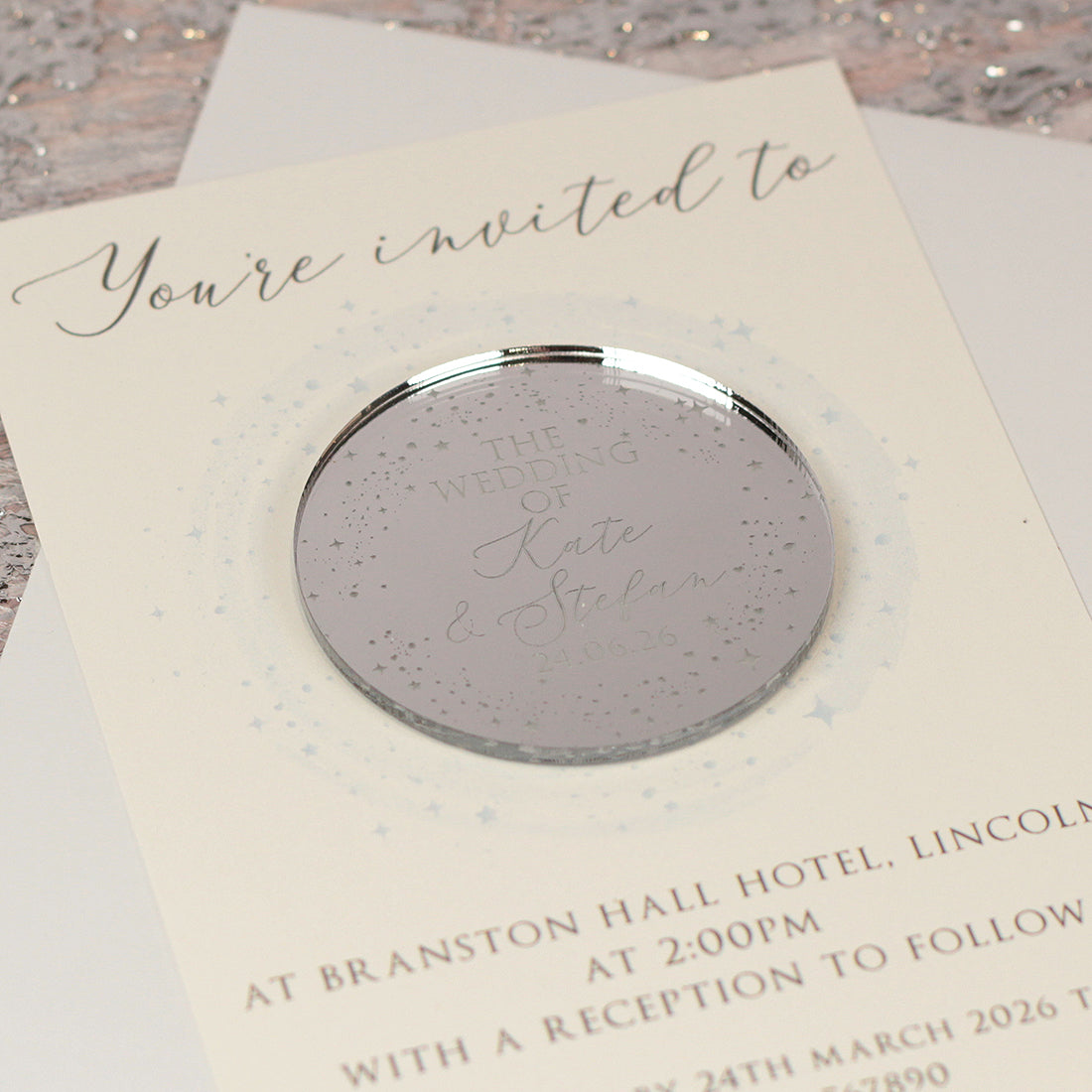 Sparkly Circle Wedding Invitation Magnet-Weddings by Lumi