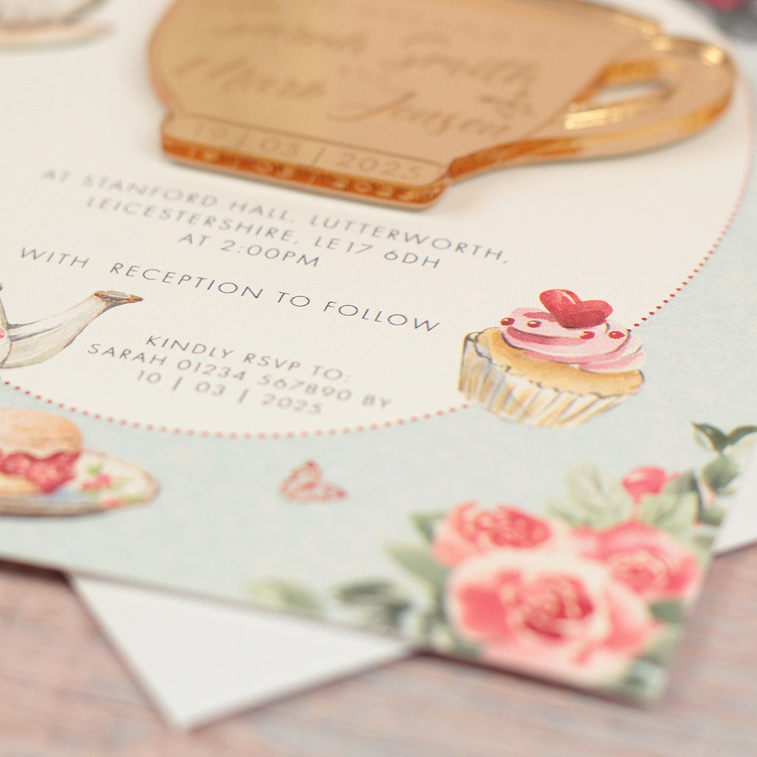 Vintage Tea Party Wedding Invitation Magnet