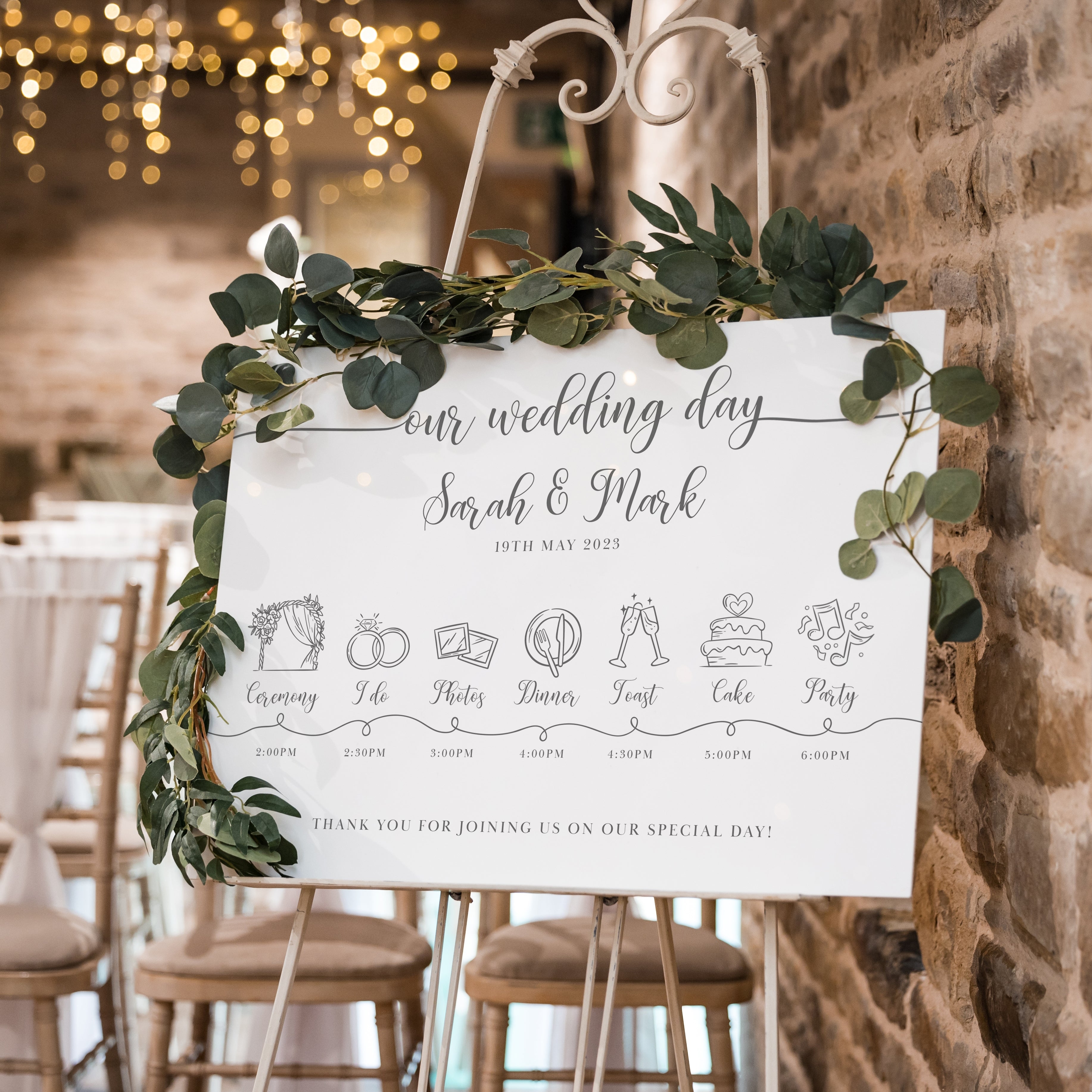 Classic Script Order of the Day Timeline Acrylic Sign Board – Weddings ...