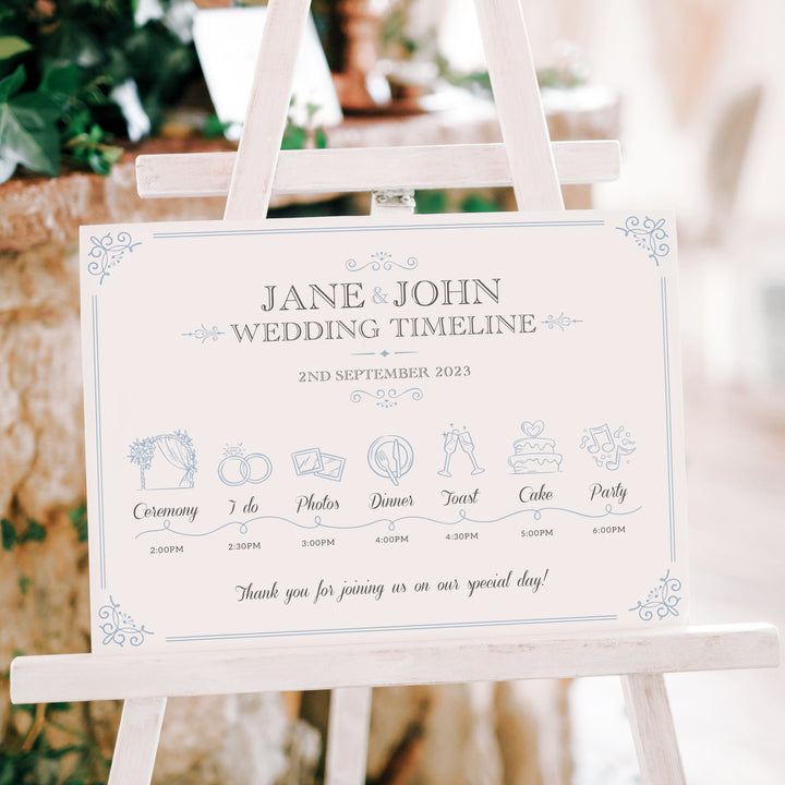 Elegance Order of the Day Timeline Acrylic Sign Board-Weddings by Lumi