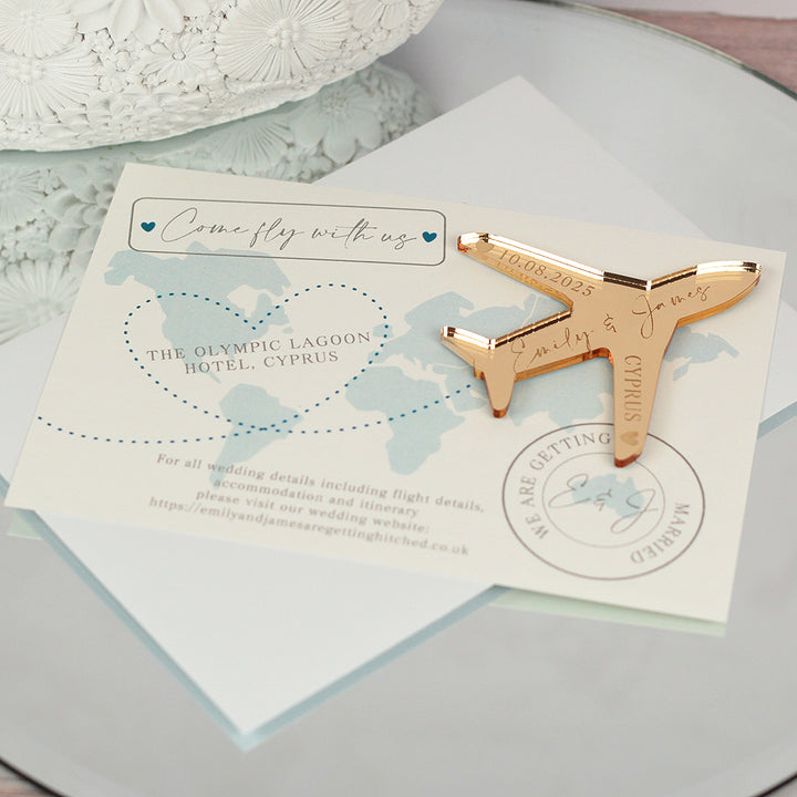 World Map Destination Wedding Invitation Aeroplane Magnet-Weddings by Lumi