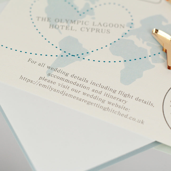 World Map Destination Wedding Invitation Aeroplane Magnet-Weddings by Lumi