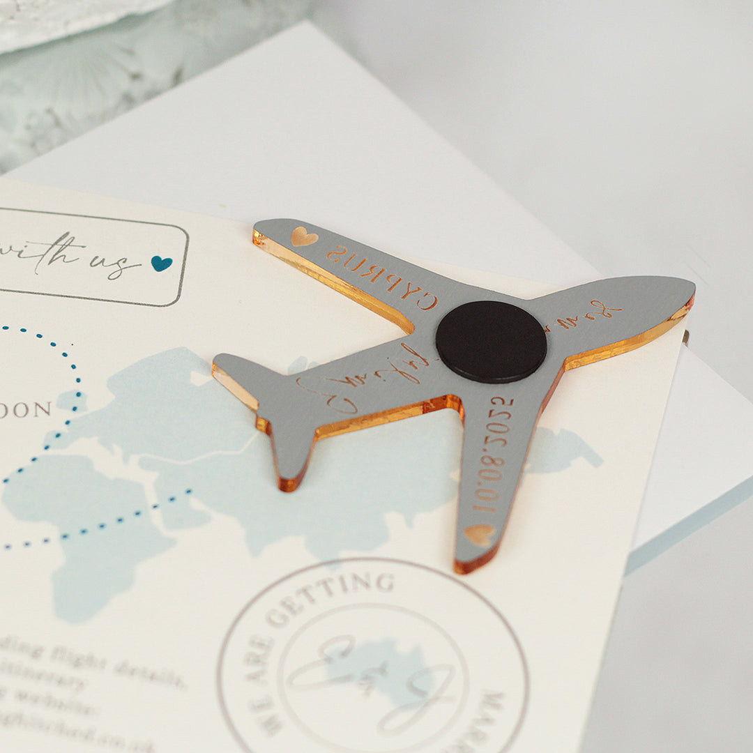 World Map Destination Wedding Invitation Aeroplane Magnet-Weddings by Lumi