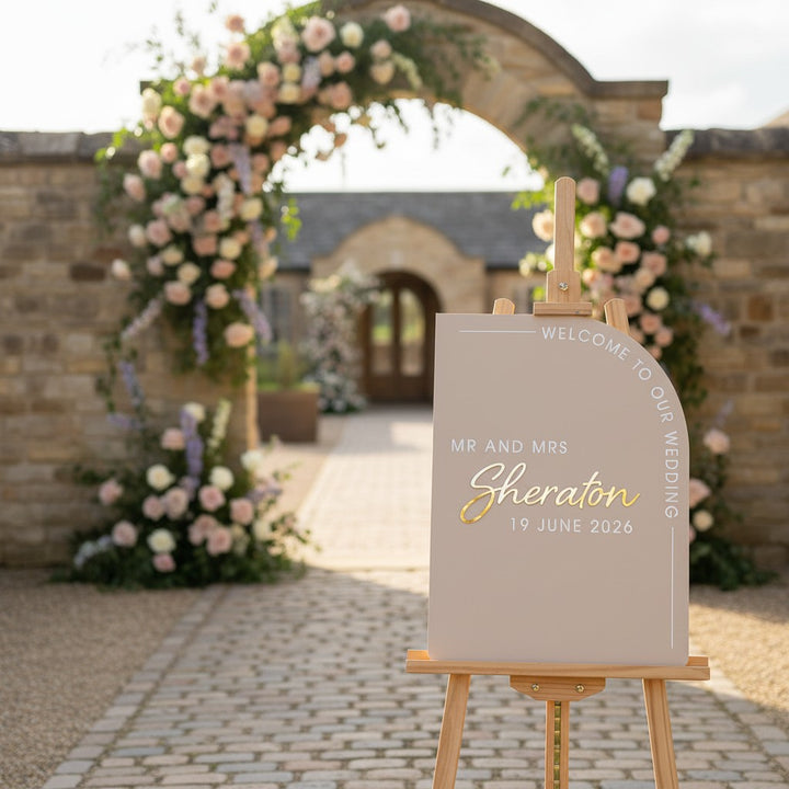 Modern Arch Welcome to Our Wedding Acrylic Sign