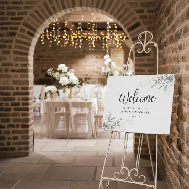 Botanical Wreath Welcome to Our Wedding Sign