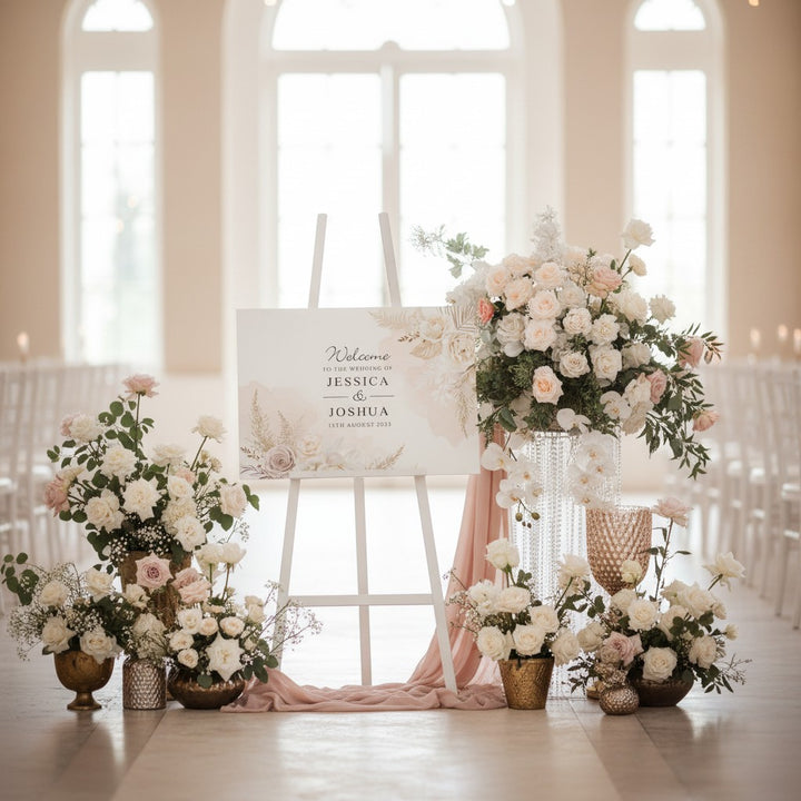 Blush Flowers Welcome to Our Wedding Sign