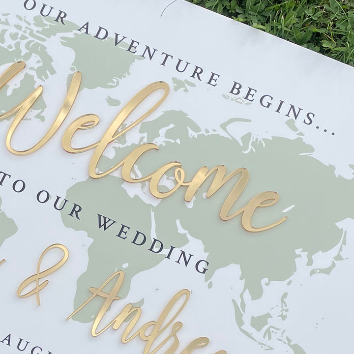Where in the World Welcome to Our Wedding Sign