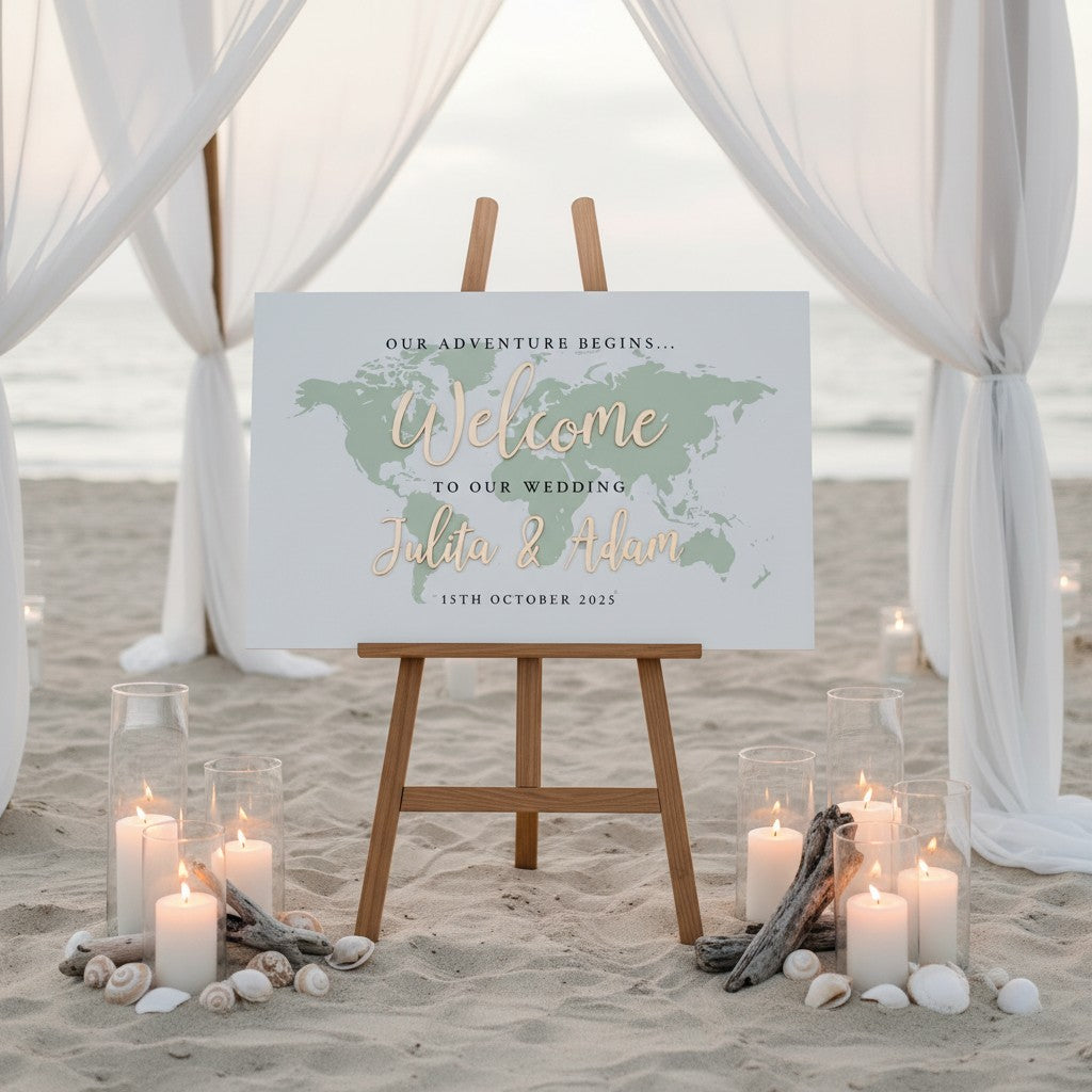 Where in the World Welcome to Our Wedding Sign