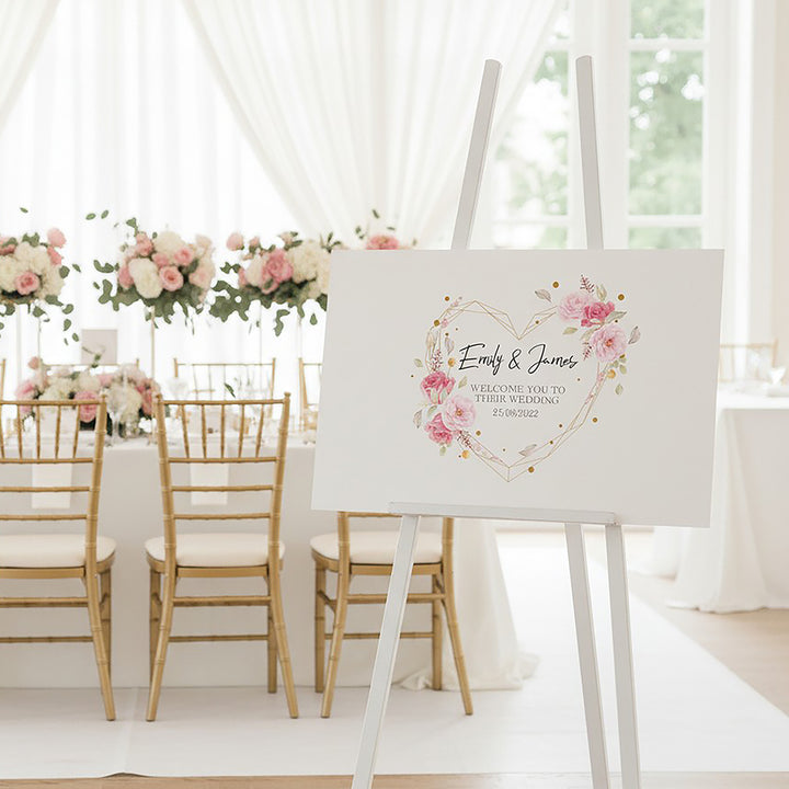 Geometric Floral Heart Welcome to Our Wedding Acrylic Sign