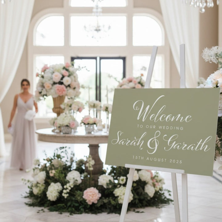Elegant Script Welcome to Our Wedding Pastel Acrylic Sign