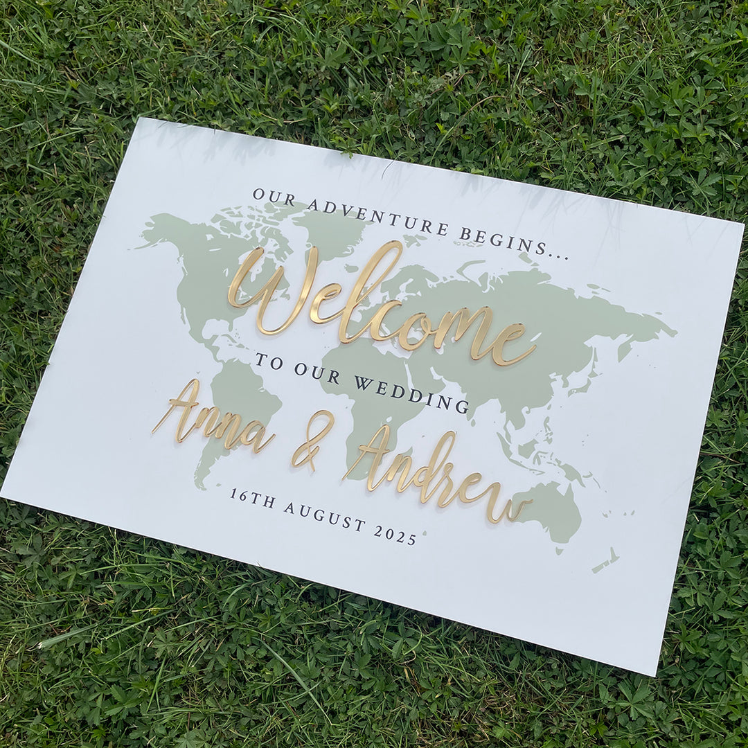 Where in the World Welcome to Our Wedding Sign