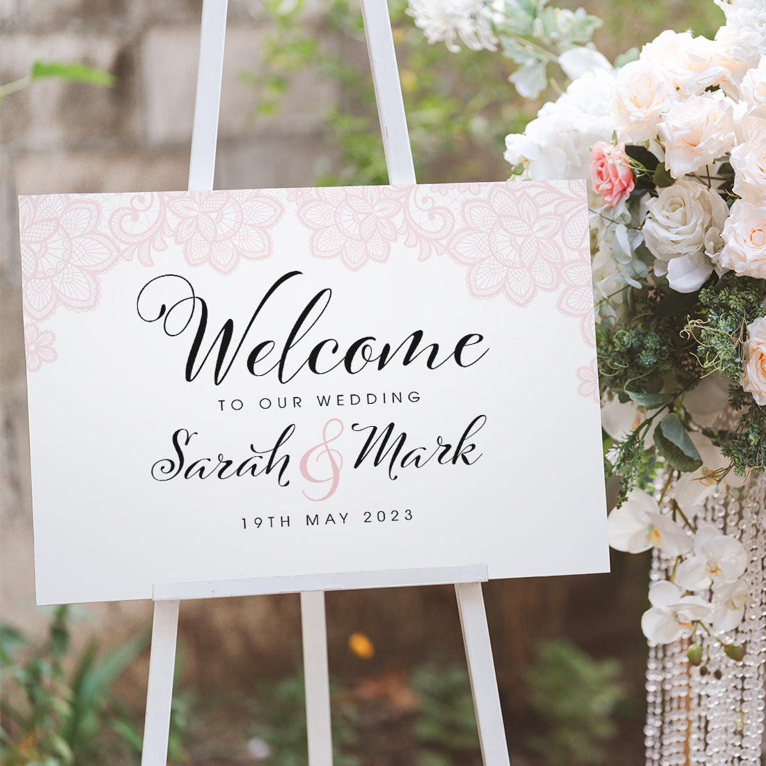 Lace Heirloom Welcome to Our Wedding Acrylic Sign