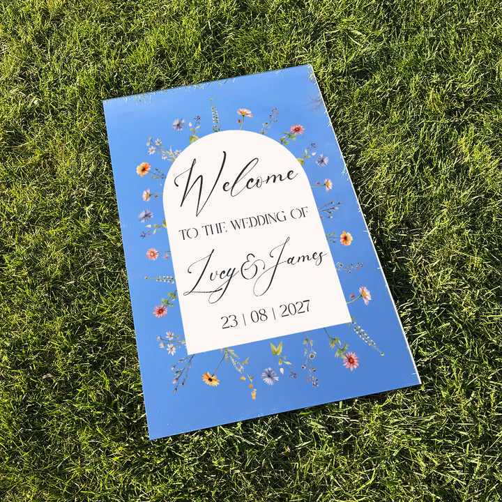 Meadow Silver Mirror Welcome to Our Wedding Acrylic Sign