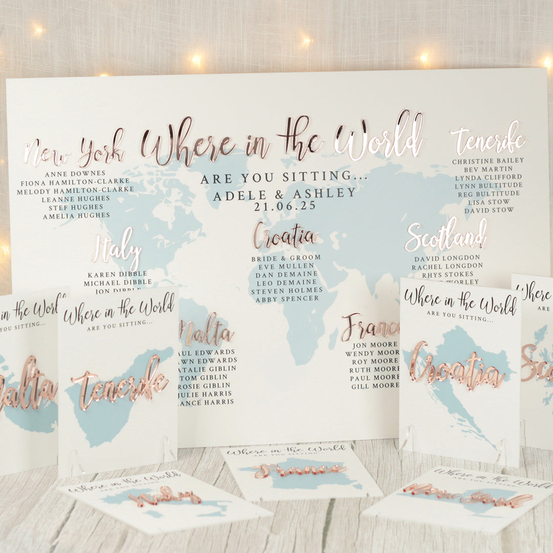 Where in the World Acrylic Table Name Sign