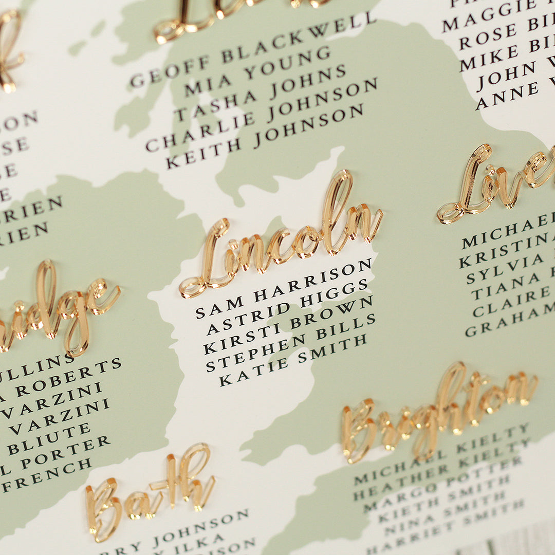 Where in the UK are you Sitting Table Plan