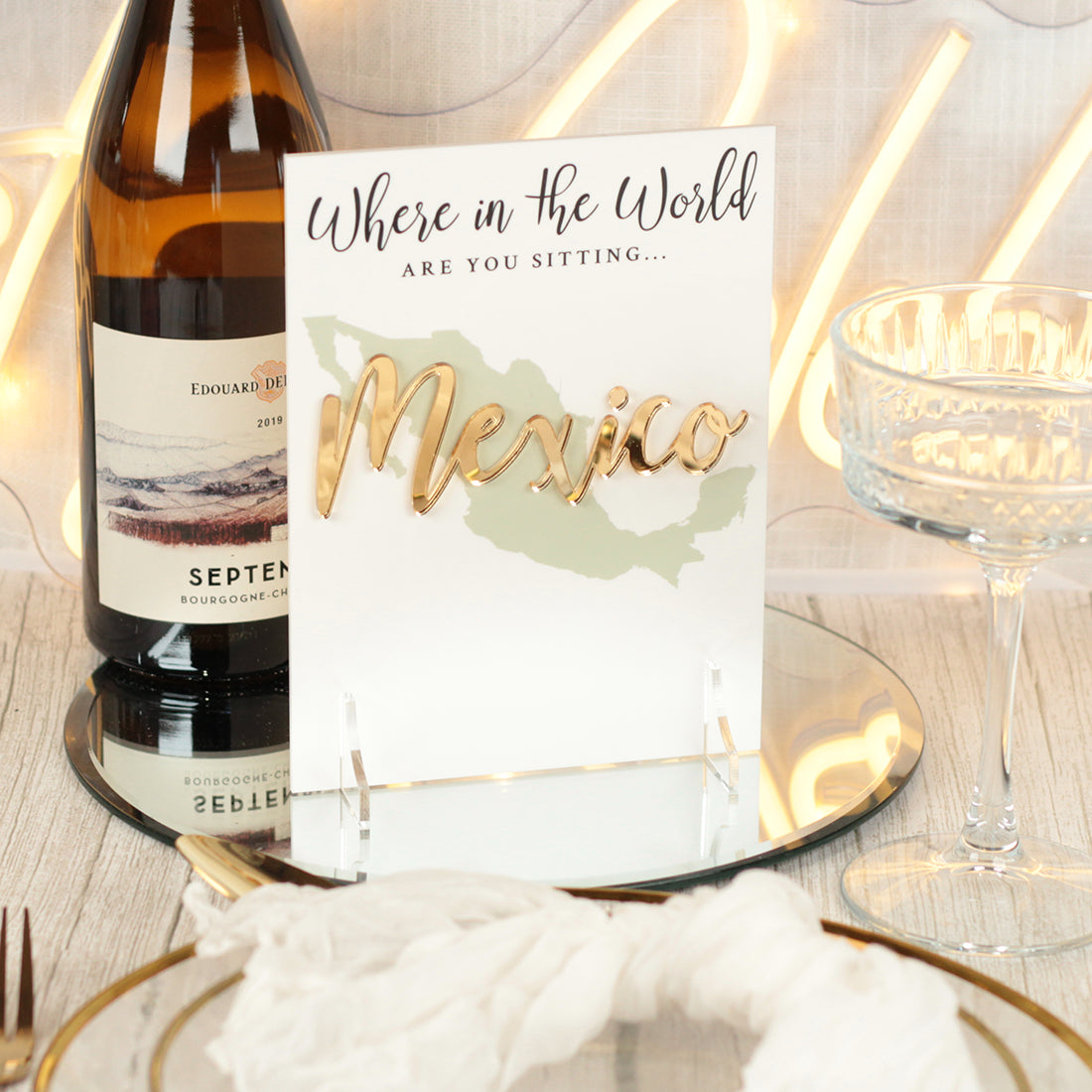 Where in the World Acrylic Table Name Sign – Weddings by Lumi