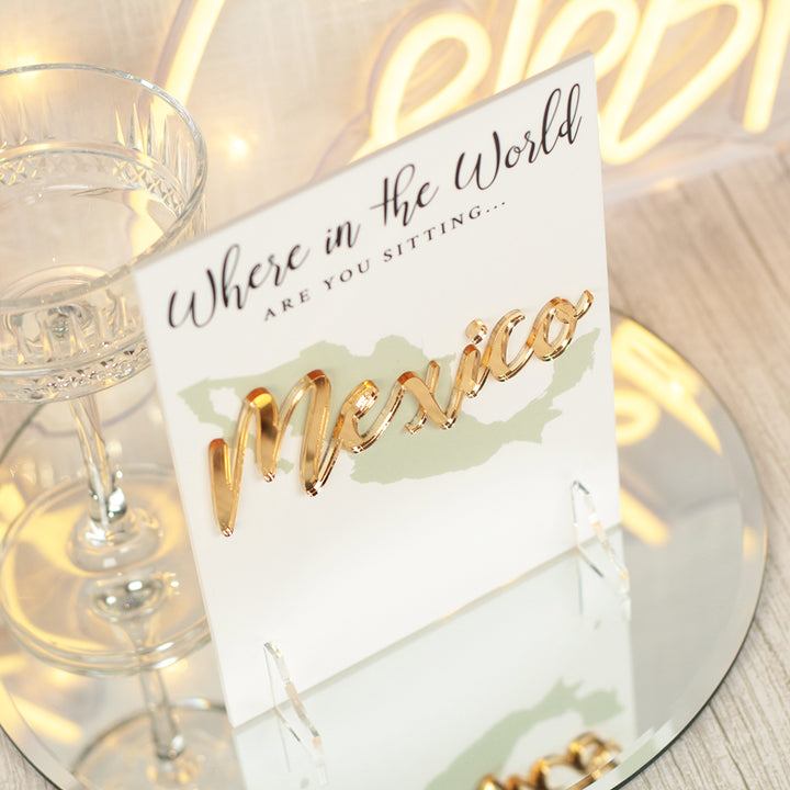 Where in the World Acrylic Table Name Sign