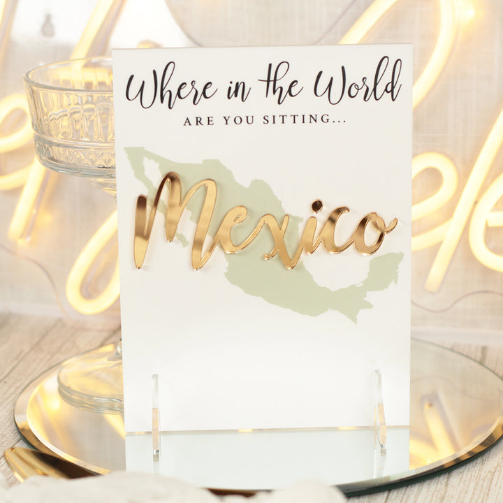 Where in the World Acrylic Table Name Sign