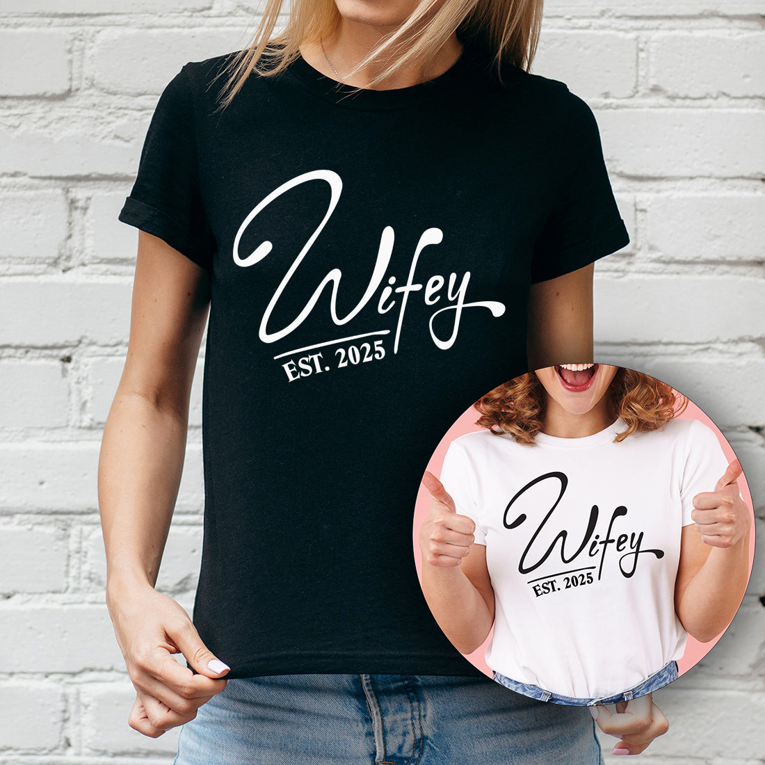 Personalised Wifey Est Bride to Be T-Shirt-Weddings by Lumi