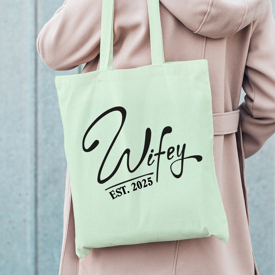 Personalised Wifey Est Pastel Wedding Planning Tote Bag-Weddings by Lumi