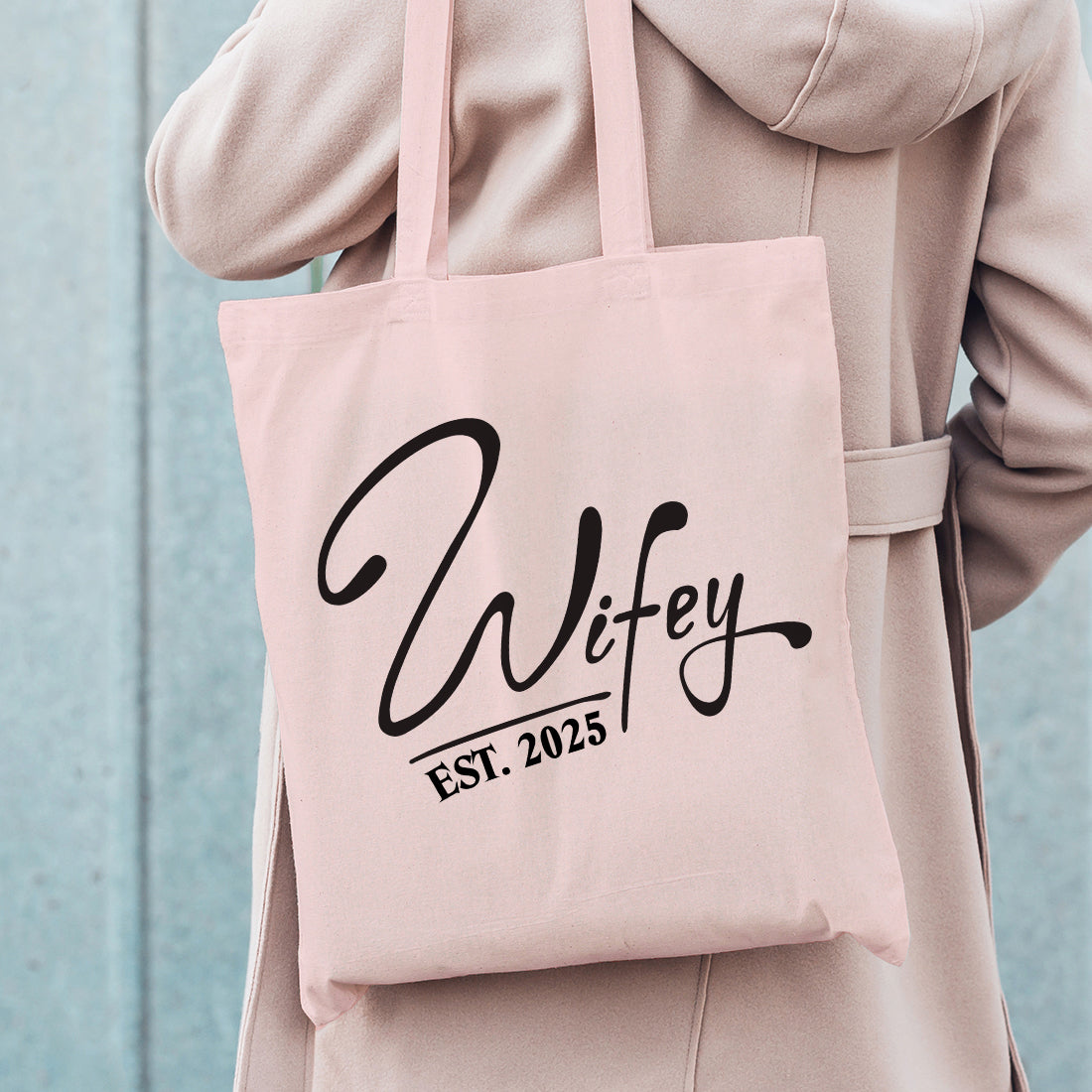 Personalised Wifey Est Pastel Wedding Planning Tote Bag-Weddings by Lumi