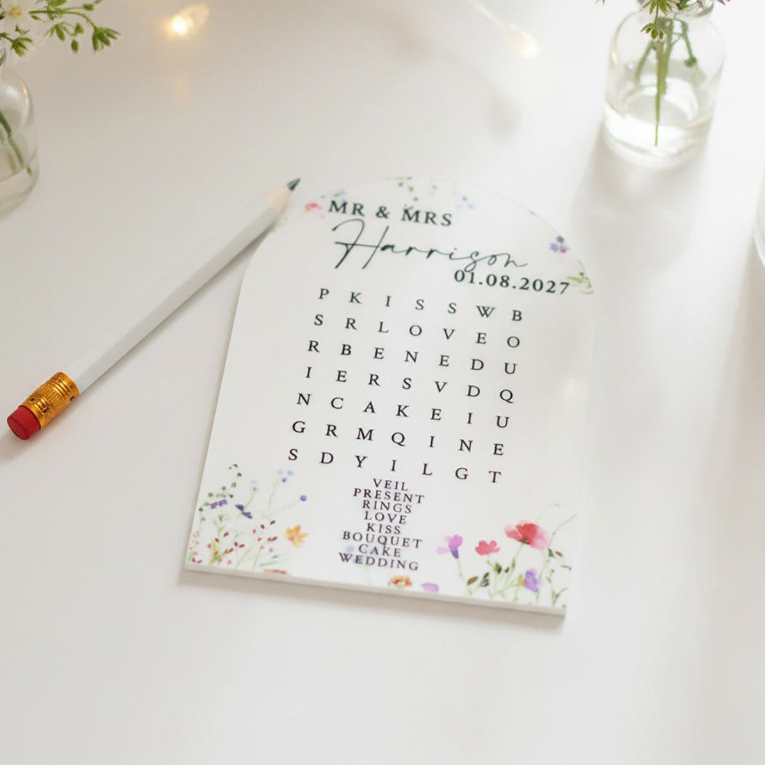 Watercolour Wildflower Wedding Games for Guests