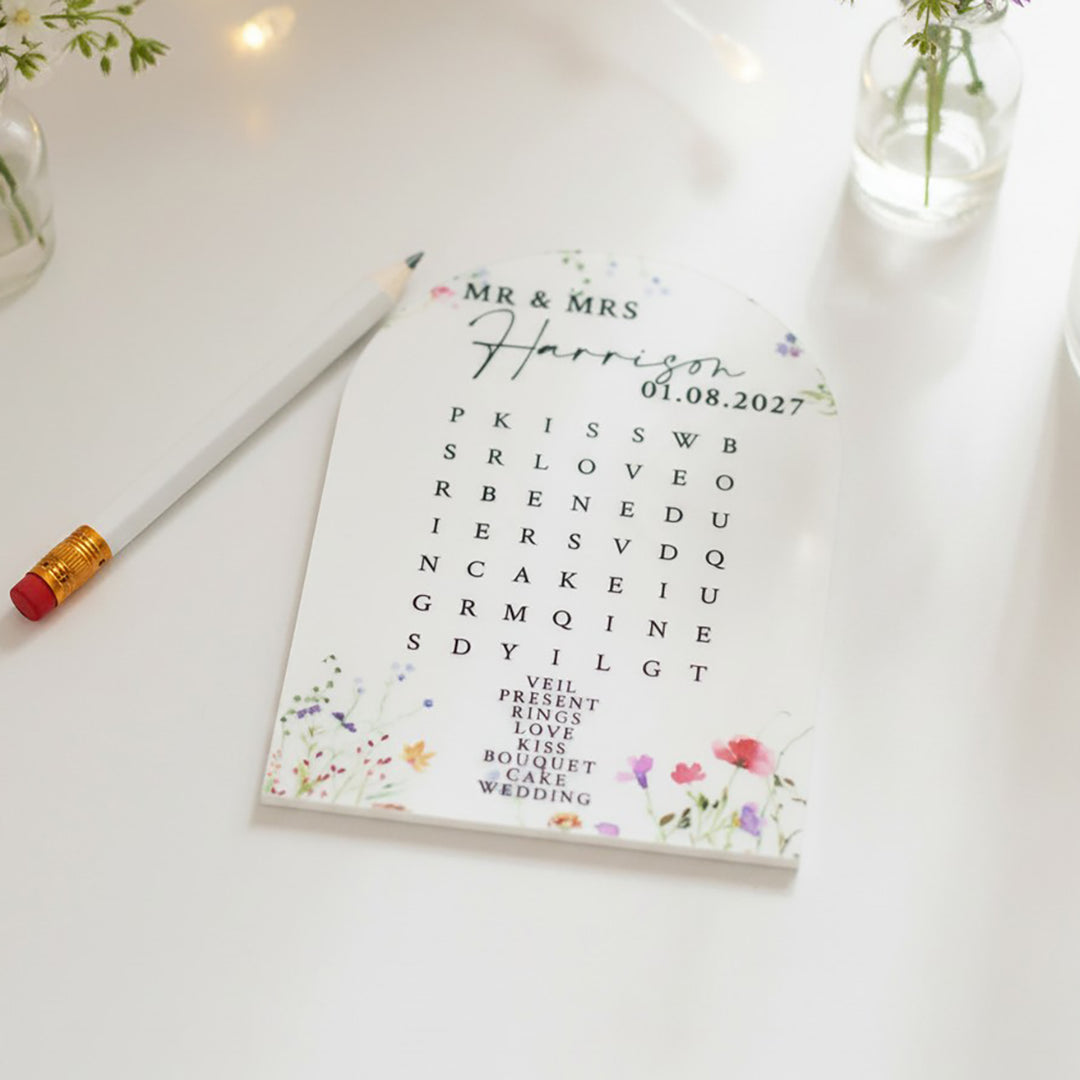 Watercolour Wildflower Wedding Games for Guests