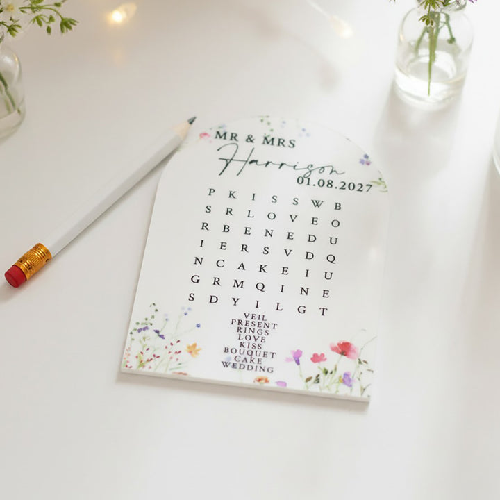 Watercolour Wildflower Wedding Games for Guests
