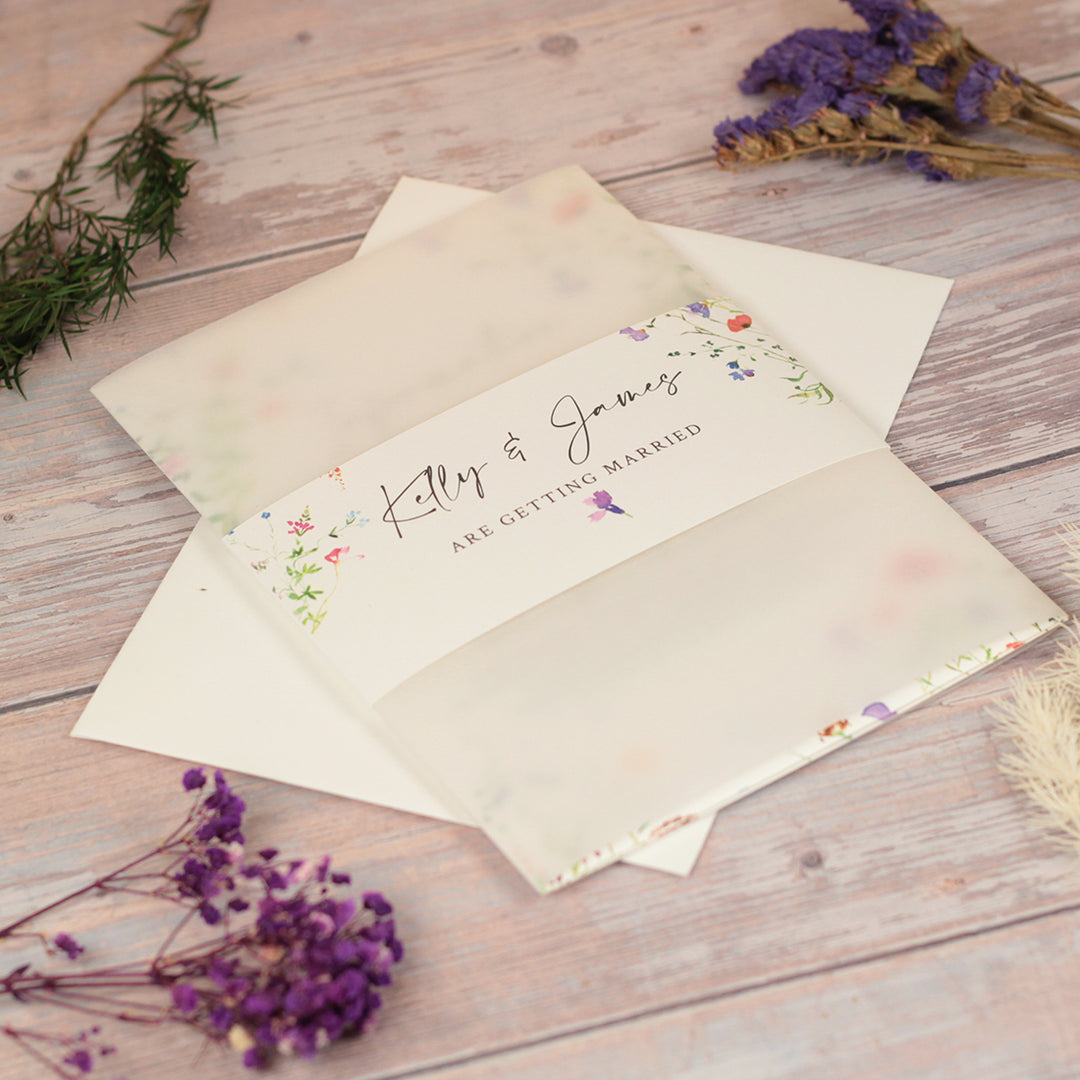 Watercolour Wildflower Vellum Wrapped Invitation Bundle